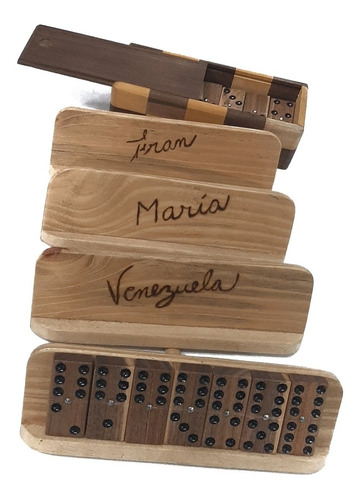 Set De 4 Bases Jugar Domino De Mesa De Madera Artesanía