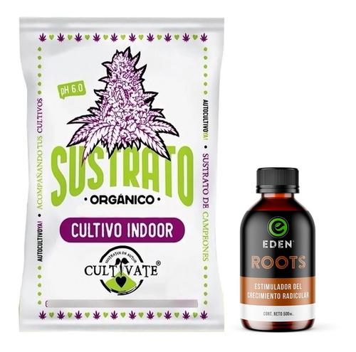 Sustrato Cultivate Indoor 80lts Con Edén Roots 500ml