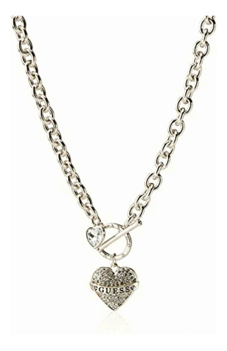 Guess Collar Con Colgante De Logotipo Para Mujer, Plateado,