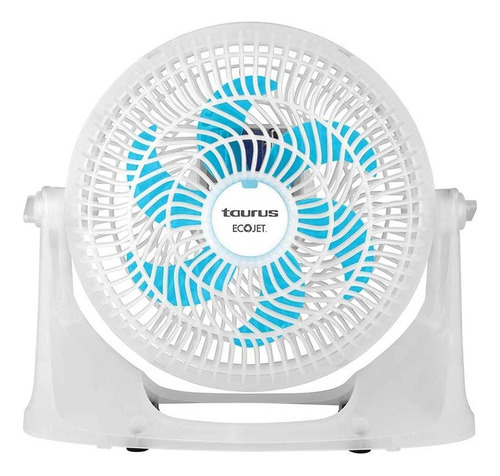 Abanico De Escritorio Taurus Typhoon 30% Mas Flujo De Aire Cantidad de aspas 5 Color de la estructura Blanco Color de las aspas Azul Diámetro 26 cm Material de las aspas Plástico