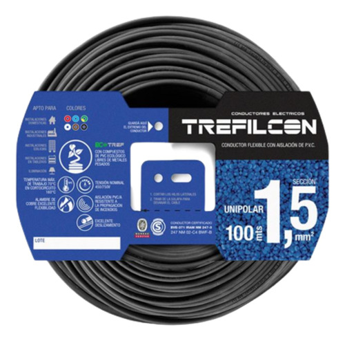 Cable Unipolar 1.5mm X 100 Metros Trefilcon Normalizado