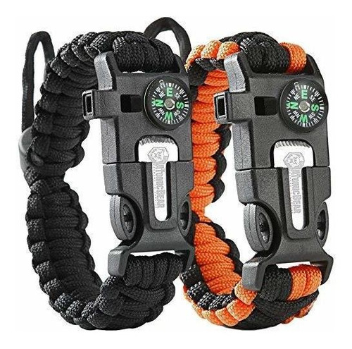 Pulsera De Supervivencia Paquete De 2 Paracord 550 Brujula E