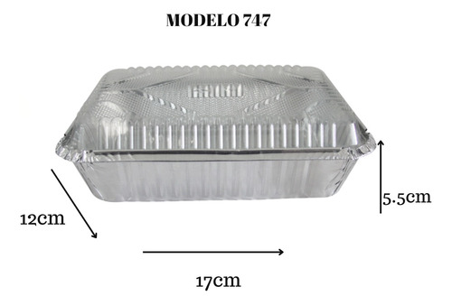 Envases De Aluminio Con Tapa Plásticas Modelo 747 250 Unds