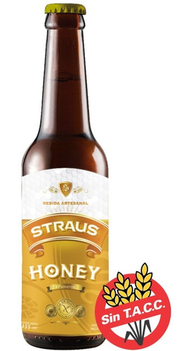 Cerveza Artesanal Sin Tacc Sorgo Straus Honey Botella 355cc