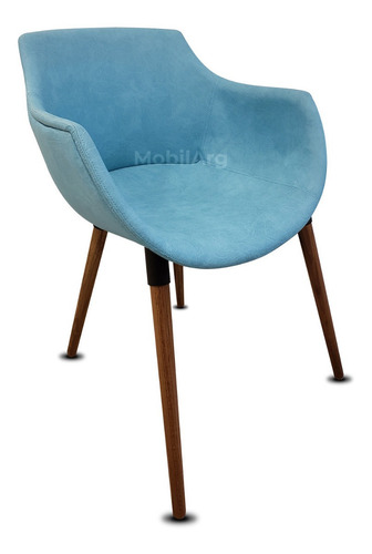 Silla Frida Eames Tapizada En Lino O Ecocuero Nordica Patas De Madera Lustrada - Garantia Oficial 12 Meses 