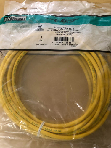 2 Piezas De Patch Cord Panduit Cat6 Amarillo 4mts Nuevo