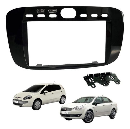 Marco Adaptador Fiat Punto 13/17 Piano 2 Din Negro Brillante