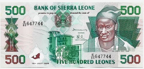 Fk Billete Sierra Leone 500 Leones 1998 P-23b Sin Circular.