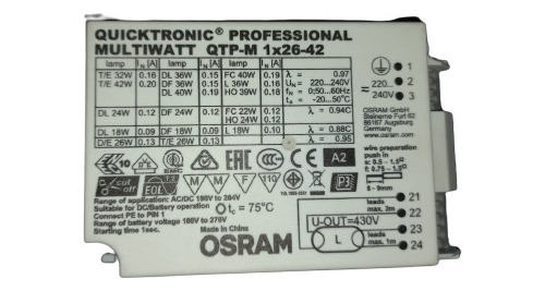 Reactancia Electronica Multiwatt 1x26-42w. Osram