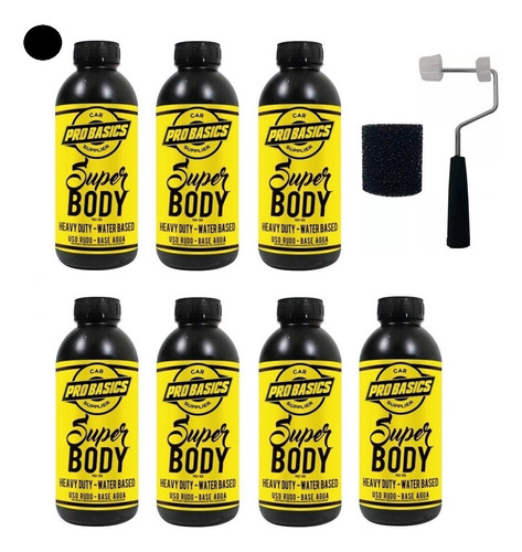 7 Lt Super Body Negro Base Agua + Rodillo Maneral Aplicador