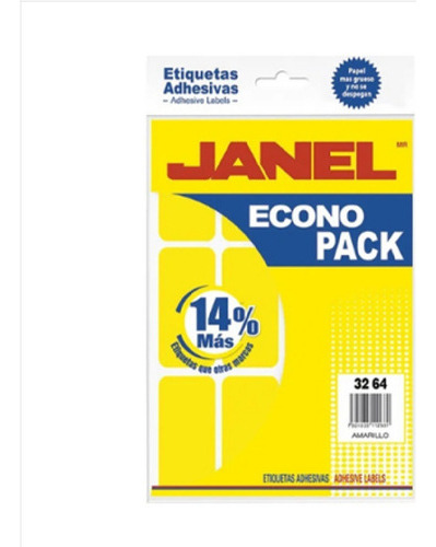 96 Etiquetas Adhesivas Janel Fluorescente 32x64mm Amaril /v