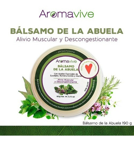 Balsamo De La Abuela, Crema, Pomada, Unguento Aromavive