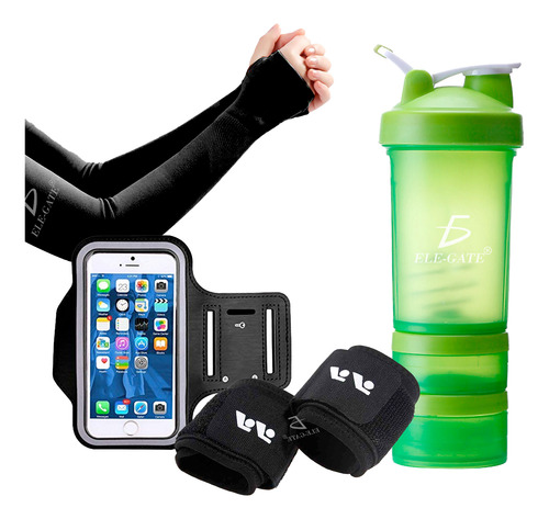 Set Deportivo P Gym Correr Vaso Muñequeras Mangas Funda