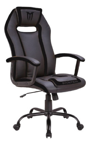 Silla de escritorio Panter GC01 gamer ergonómica  negro y gris con tapizado de cuero sintético