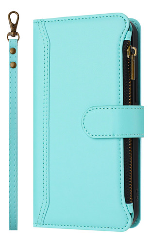 Funda Tipo Cartera De Piel Con Cierre De 9 Ranuras Para Huawei Nova Y70/y90, 6 Colores, Función Atril, Desmontable, Correa De Muñeca