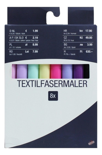 Set 8 Plumones Marcadores Textiles Para Tejidos Kik12071 Color Tono Pastel
