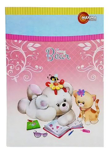 Kit 5 Cadernos Brochurão Urso Furry Bears 96 Folhas Máxima