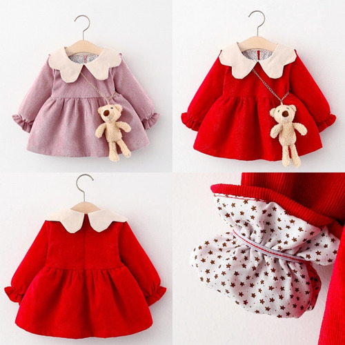 Vestido Osito Bebé Con Forro