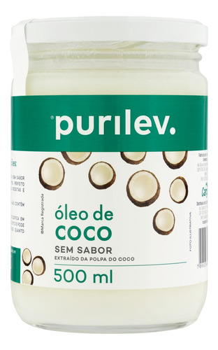 Óleo de Coco sem Sabor Purilev Vidro 500ml