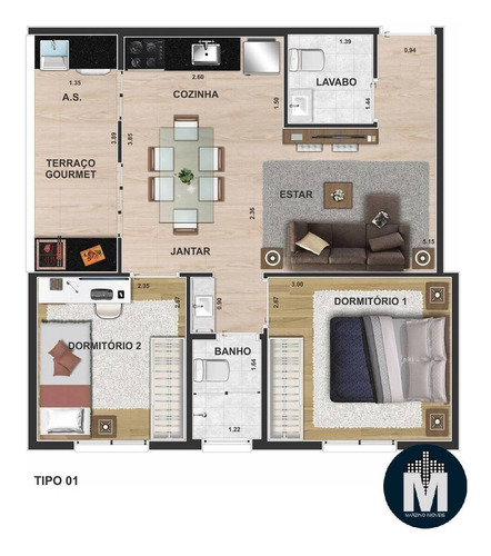 Imagem 7 de 10 de Apartamento 2 Dorms 48m² À 51m², Varanda Goumert, Vaga Coberta - Quitauna - Lm178