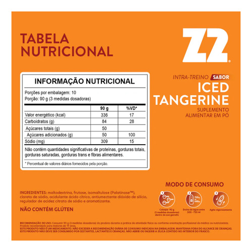 Power Powder Z2 Energy Drink - Sabor Iced Tangerine - 900g