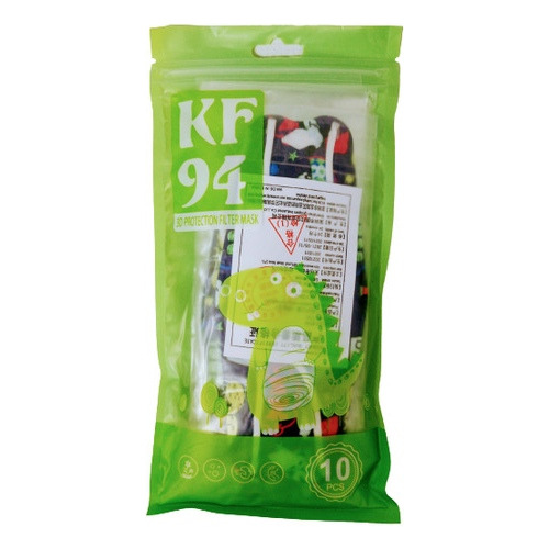 Tapabocas Kf94 Para Niños Color Azúl 4 Capas En 3d