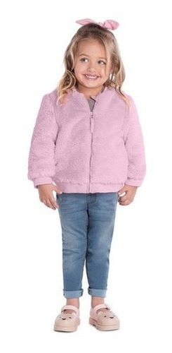 Jaqueta Infantil Menina Sem Capuz Gorro Fleece Plush Inverno