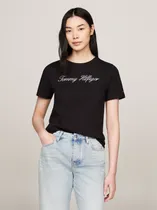 Comprar Polera Con Logo Script Regular Fit Negro Tommy Hilfiger
