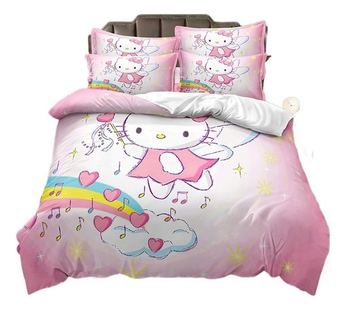 Capa De Edredão Macia Hello Kitty, Conjunto De 3 Peças