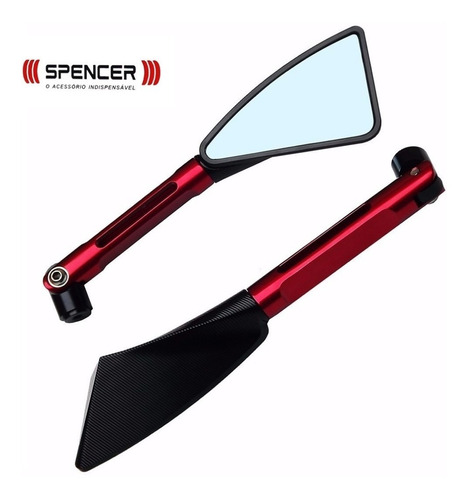 Retrovisor Moto Esportivo Tomok Tipo Rizoma Spencer Vermelho