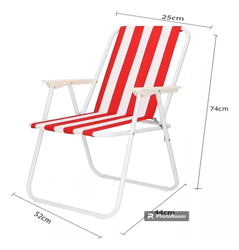 Silla Camping Plegable, Paseos, Playa De Color Rojo