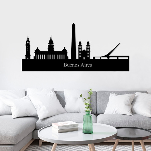 Cuadro Decorativo Skyline Buenos Aires -madera Calada 100x45