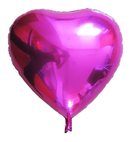 Pack  X 10 Globo Metalizado De Corazon Fucsia De 9 Pulgadas