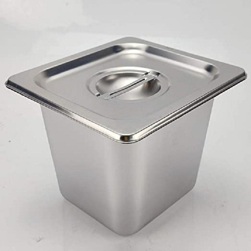 Imagen 3 de 9 de Pack 6 Deposito Gastronomico Acero 17 Cm X 26 Cm Con Tapa