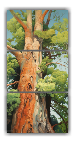 45x90cm Tres Cuadros Abstractos De Árbol Kauri En Tela Canv