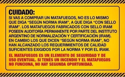 Matafuego 5kg Nuevo Abc Con Iram C Tarjeta + Soporte + Chapa