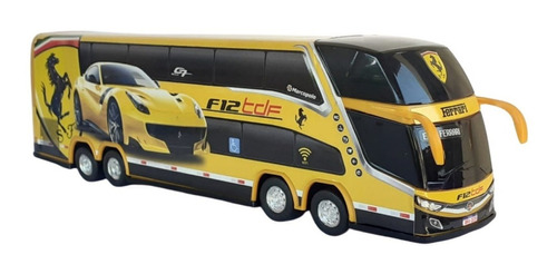 Miniatura Ônibus 4 Eixos  Ferrari Amarela