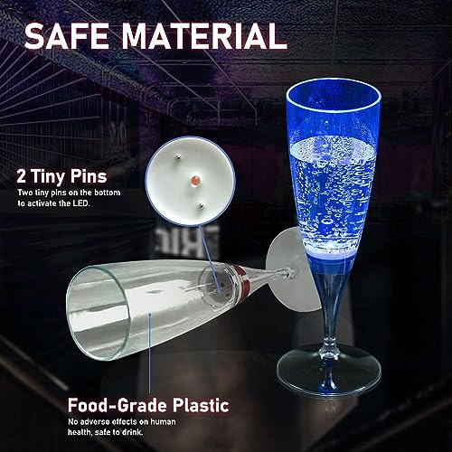 Copas De Flauta De Champán De Vino Led, Homeya (juego De 6 M