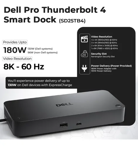 Docking Station Dell Sd25tb4 Pro Thunderbolt 4 8k | Parcelamento