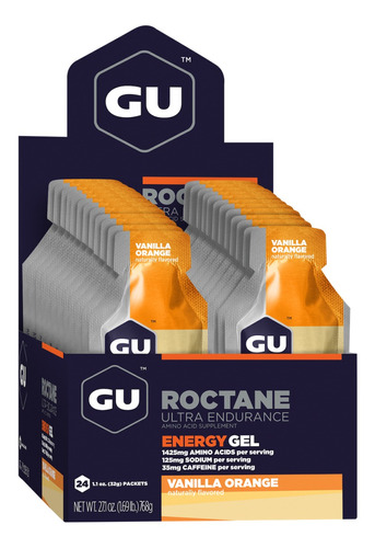 Imagen 1 de 1 de Suplemento en gel GU  Roctane Energy Gel carbohidratos sabor vanilla orange en caja de 768g 24 un