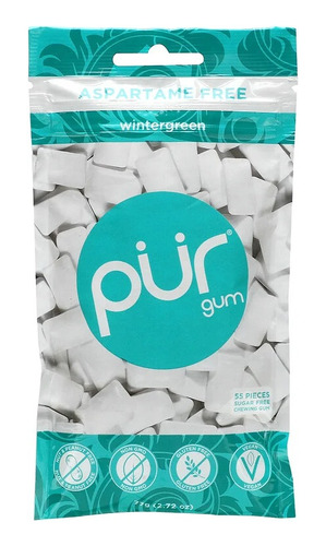 The Pur Company, Chicle Sin Aspartame, Gaulteria, 55 Piezas 