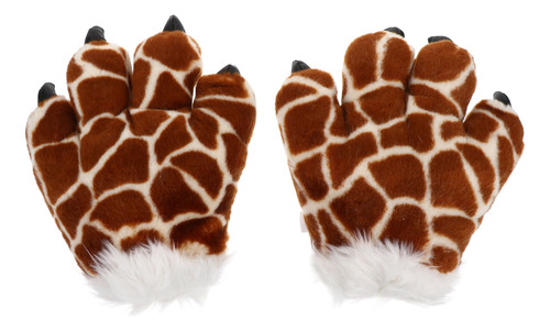1 Par De Guantes De Felpa Con Forma De Garra Con Dibujos Ani