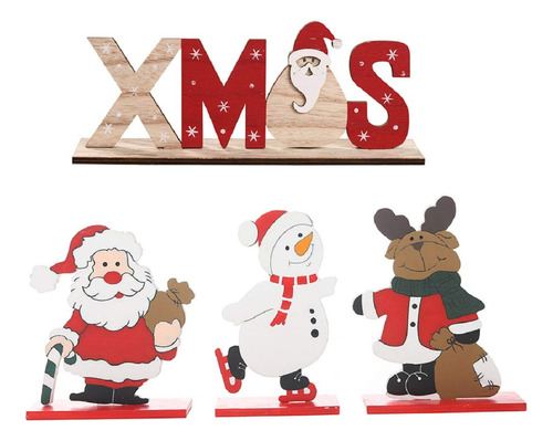 4 Piezas De Decoracin De Mesa De Navidad De Madera De Reno D