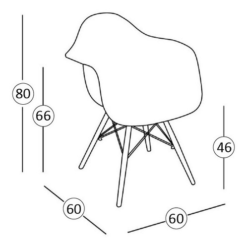Sillon Eames Asiento Polipropileno Y Patas De Madera Asiento Blanco
