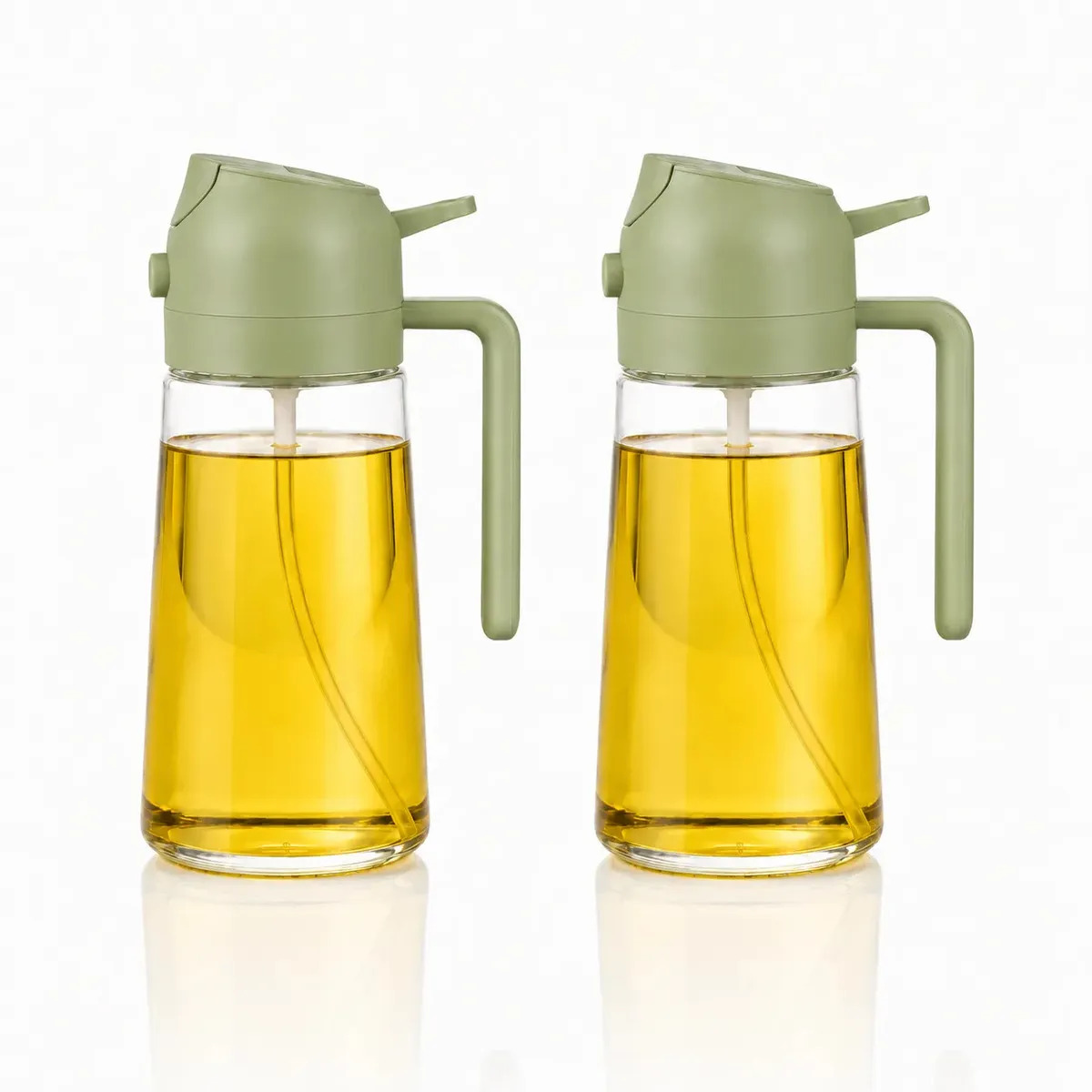 Kit 2 Spray De Óleo 2 Em 1 Pulverizador Borrifador Eps-8228 Dispenser De Azeite Dosador Galheteiro Para Air Fryer Cor Verde