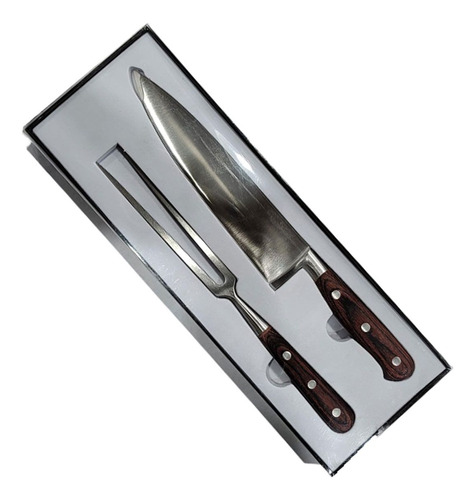 Juego Parrillero Gourmet Cuchilla Trinche Cuchillo Asado