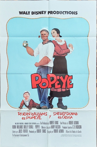 Popeye , Póster Película 1980 Vintage Williams Hollywood