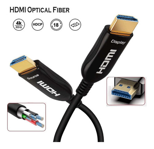 Cabo Hdmi X Hdmi Fibra Optica 2.0 4k (100 Metros)