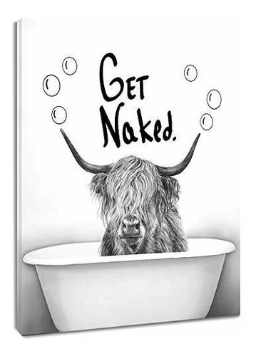 Hvest Highland Cow Wall Art Para Baño Enmarcado 81v3e