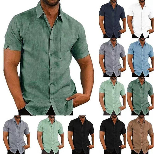 Camisa De Vestir De Manga Corta Para Hombre Camiseta [u]